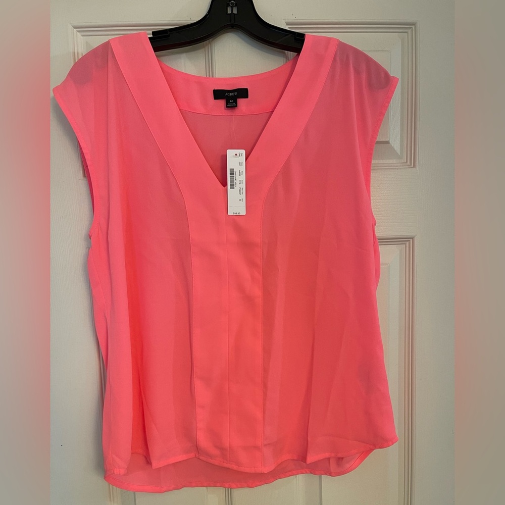 J.Crew Vibrant Pink V-Neck Top